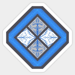 Cerulean Flowers, Sky-Blue Frames Sticker